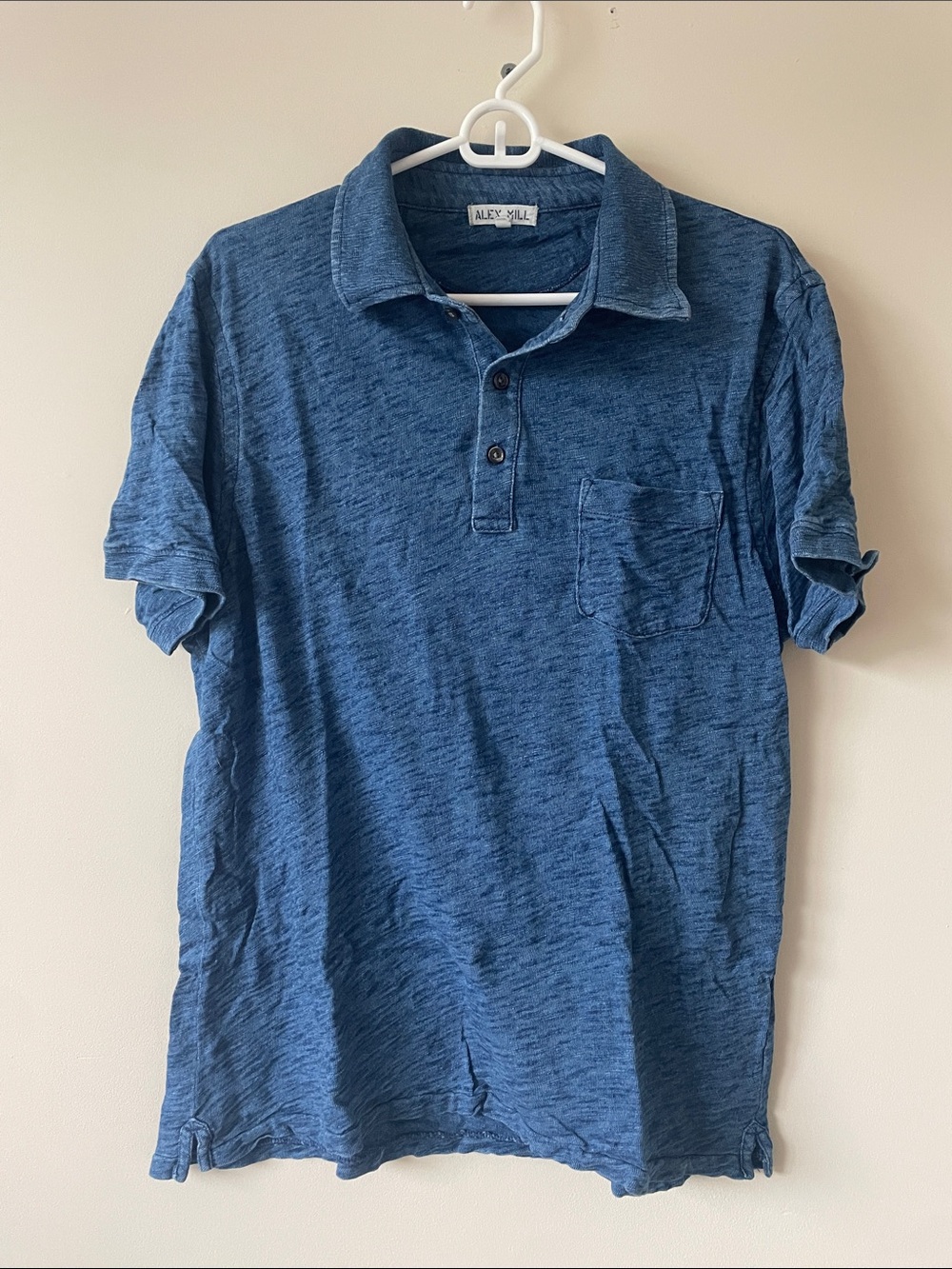 Alex Mill Indigo Heather Polo with Chest Pocket size large